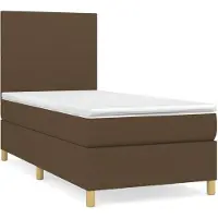 vidaXL Boxspring met matras stof donkerbruin 100x200 cm