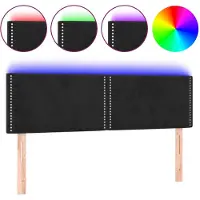 vidaXL Hoofdbord LED 144x5x78/88 cm fluweel zwart