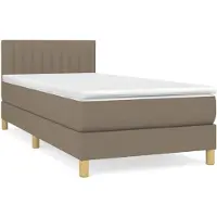 vidaXL Boxspring met matras stof taupe 90x190 cm