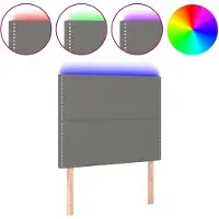 vidaXL Hoofdbord LED 90x5x118/128 cm stof donkergrijs
