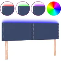 vidaXL Hoofdbord LED 144x5x78/88 cm stof blauw