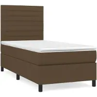 vidaXL Boxspring met matras stof donkerbruin 80x200 cm