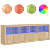 vidaXL Dressoir met LED-verlichting 202x37x67 cm sonoma eikenkleurig