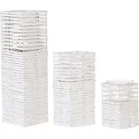 Beliani Kandelaar, Set van 3 witte lantaarns