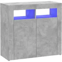 vidaXL - Dressoir - met - LED-verlichting - 80x35x75 - cm - betongrijs