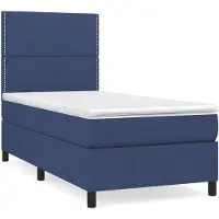vidaXL Boxspring met matras stof blauw 100x200 cm