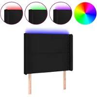 vidaXL Hoofdbord LED 93x16x118/128 cm stof zwart