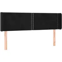 vidaXL Hoofdbord met randen 147x16x78/88 cm fluweel zwart