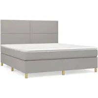 vidaXL Boxspring met matras stof lichtgrijs 180x200 cm