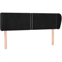 vidaXL Hoofdbord met randen 147x23x78/88 cm fluweel zwart
