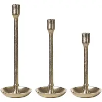 Beliani Kandelaar, Kandelaar aluminium goud set van 3 LIWUNG