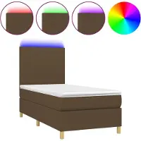 vidaXL Boxspring met matras en LED stof donkerbruin 100x200 cm