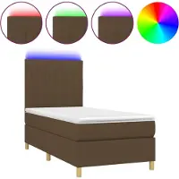 vidaXL Boxspring met matras en LED stof donkerbruin 100x200 cm