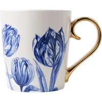 Heinen Delfts Blauw Mok - Tulpen - 300 ml - Delfts blauw - theemok - koffiebeker - thee mok - tulp - Hollandse cadeautjes