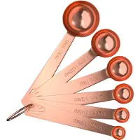 Intirilife 6-deliges set roestvrijstalen maatlepels roségoud - 1 tbsp (15 ml) - 1/8 tsp (0.63 ml)