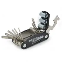 Intirilife multifunctionele 16 in 1 stalen fiets multitool reparatie gereedschap in zwart - voor mountainbiken wandelen