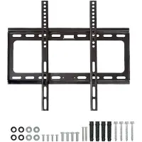 Intirilife Stevige TV-muurbeugel van zwart roestvrij staal met afmetingen 45,5 x 42,5 x 1 cm (VESA) - Max. Draagvermogen 50 kg