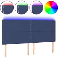 vidaXL Hoofdbord LED 200x5x118/128 cm stof blauw
