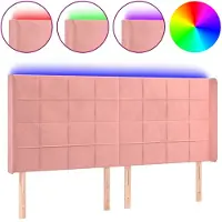 vidaXL Hoofdbord LED 183x16x118/128 cm fluweel roze