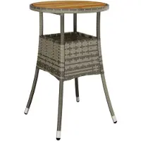 vidaXL Tuintafel Ø60x75 cm acaciahout en poly rattan grijs