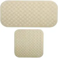 MSV Douche/bad anti-slip matten set badkamer - rubber - 2x stuks - beige - 2 formaten - Badmatjes