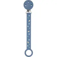 Nattou Silicone - Fopspeenketting met Universele Bevestiging - 21 cm - Donker Blauw Patroon
