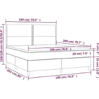 vidaXL Boxspring met matras stof donkerbruin 180x200 cm
