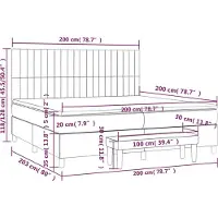 vidaXL Boxspring met matras stof donkerbruin 200x200 cm