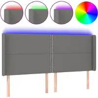 vidaXL Hoofdbord LED 183x16x118/128 cm stof donkergrijs