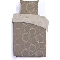 Vision Home VISION Lenny - Tweezijdig omkeerbaar Dekbedovertrekset - 100% katoen: zacht en soepel - Eenpersoons - Dekbedovertrek 140 x 200 cm met 1 bijhorende sloop - Beige - Oekotex gecertificeerd