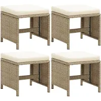 vidaXL Tuinkrukken 4 st met kussens poly rattan beige