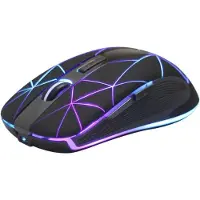 Rii Draadloze muis 2.4G draadloze muis optische muis met nano USB-ontvanger 7 LED's voor Windows/Mac/Linux, Office Home (zwart)
