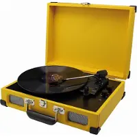 Soundmaster PL580GE retro platenspeler lederen koffer geel
