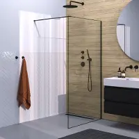 Brauer Black Frame Inloopdouche set 1 helder glas 100x200 met muurprofiel en lijst rondom mat zwart