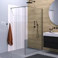 Brauer Season Inloopdouche 120x200cm Met Muurprofiel Omkaderd - Mat Zwart - Veiligheidsglas - Douche, Douchewanden, Inloopdouche, Vaste Wand - 8720724514943