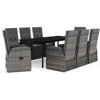 vidaXL 9-delige Tuinset met kussens grijs