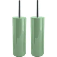 Spirella MSV Porto Toilet/wc - 2x - borstel in houder - kunststof - groen - 38 cm - Toiletborstels