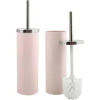 Spirella MSV Toiletborstel in houder/wc-borstel - 2x - metaal - lichtroze - 38 cm - Toiletborstels