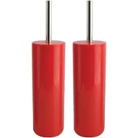 Spirella MSV Porto Toilet/wc-borstel houder - 2x - kunststof - rood - 38 cm - Toiletborstels