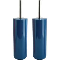 Spirella MSV Porto Toilet/wc-borstel houder - 2x - kunststof - marine blauw - 38 cm - Toiletborstels