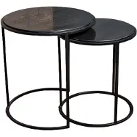 Benoa Bijzettafel Sienna rond marmer Set of 2 - Zwart