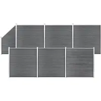 vidaXL Schuttingset 6 vierkant en 1 schuin 1138x186 cm HKC grijs