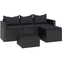 vidaXL Loungeset poly rattan zwart