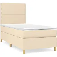 vidaXL Boxspring met matras stof crèmekleurig 90x200 cm