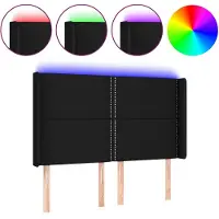 vidaXL Hoofdbord LED 147x16x118/128 cm stof zwart
