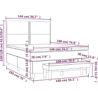 vidaXL Boxspring met matras stof zwart 140x190 cm