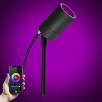 Ks Verlichting LED Pin Tuinspot Zwart met Color LED