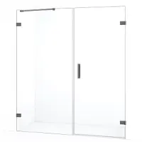 Maxaro Diamond Douchedeur | 155 cm Zwart metaal Helder glas Draaideur