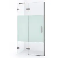 Maxaro Diamond Douchedeur | 90 cm Rvs Helder met matte strook Draaideur