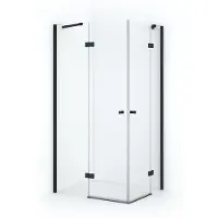 Maxaro Amber Douchecabine | 90x80 cm Mat zwart Helder glas Draaideur Rechthoek
